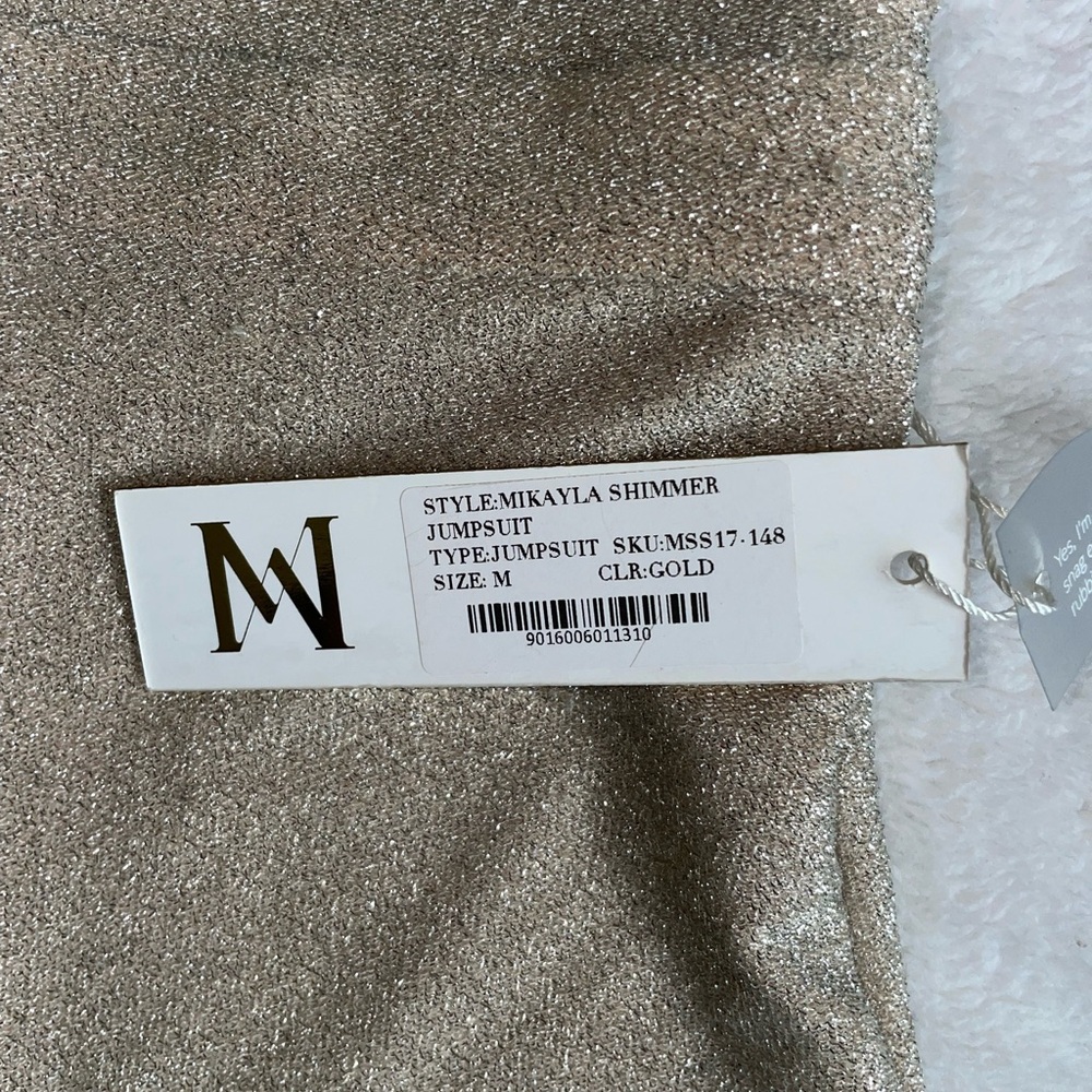 Meshki Backless Halter Gold Jumpsuit size M - Picture 6 of 9